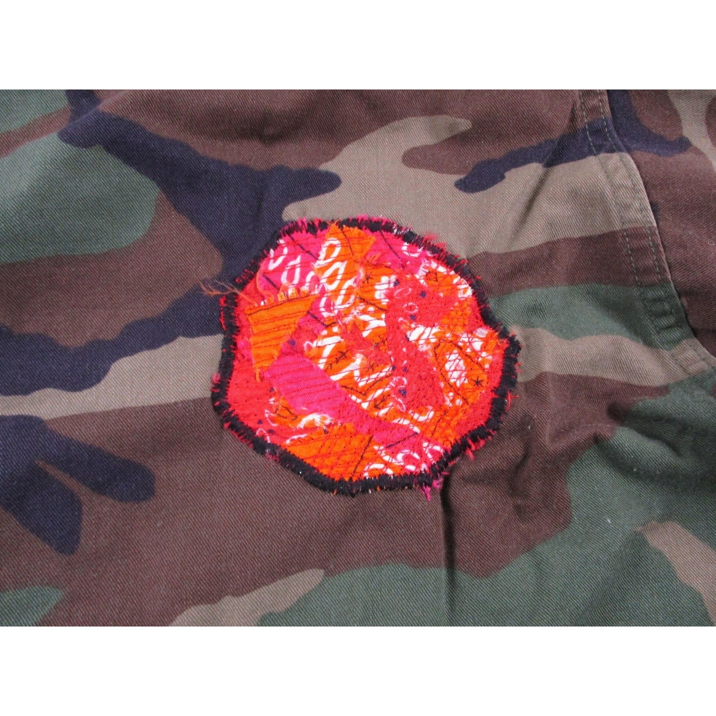 Aboves Garden Custom Jacket Mens Xlt Green Camo Military Skull Dragon Patchwork