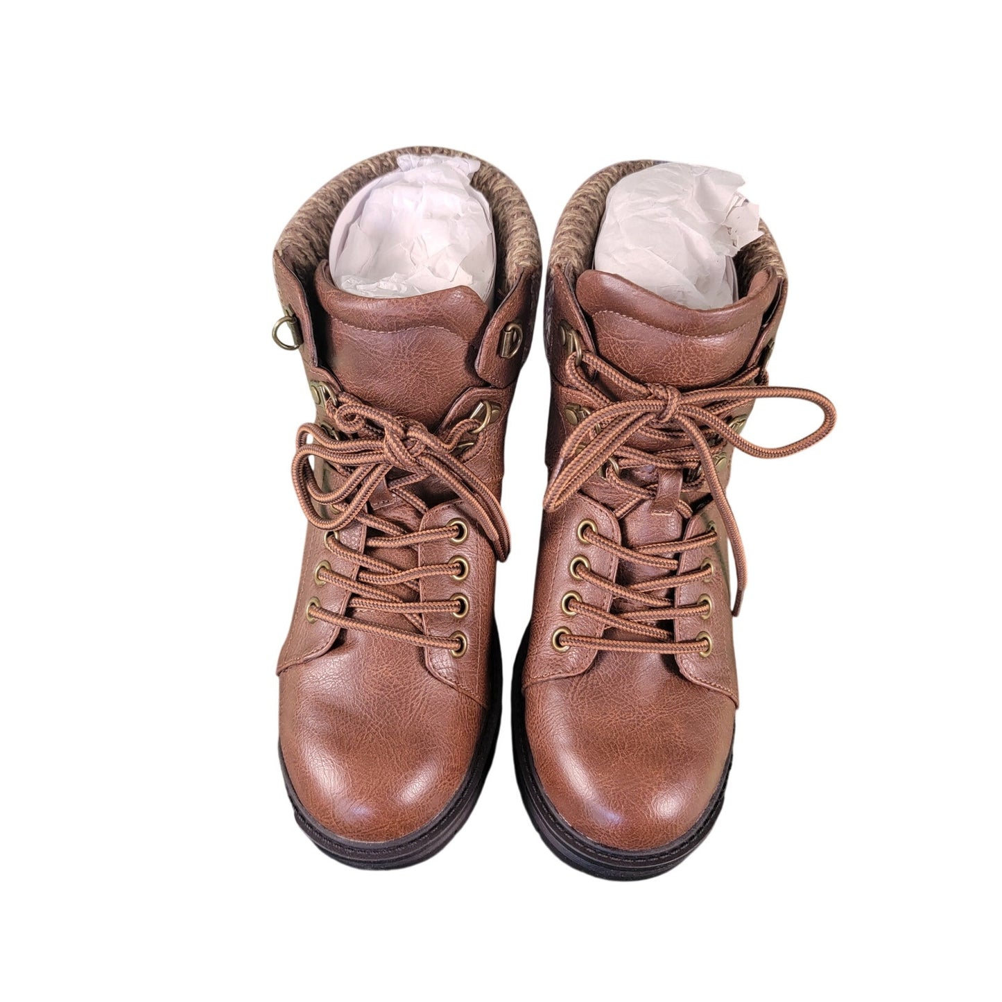 Mia Women’s Lug Boots "Marsha" Brown Lace Up Size 7 New W/ Box