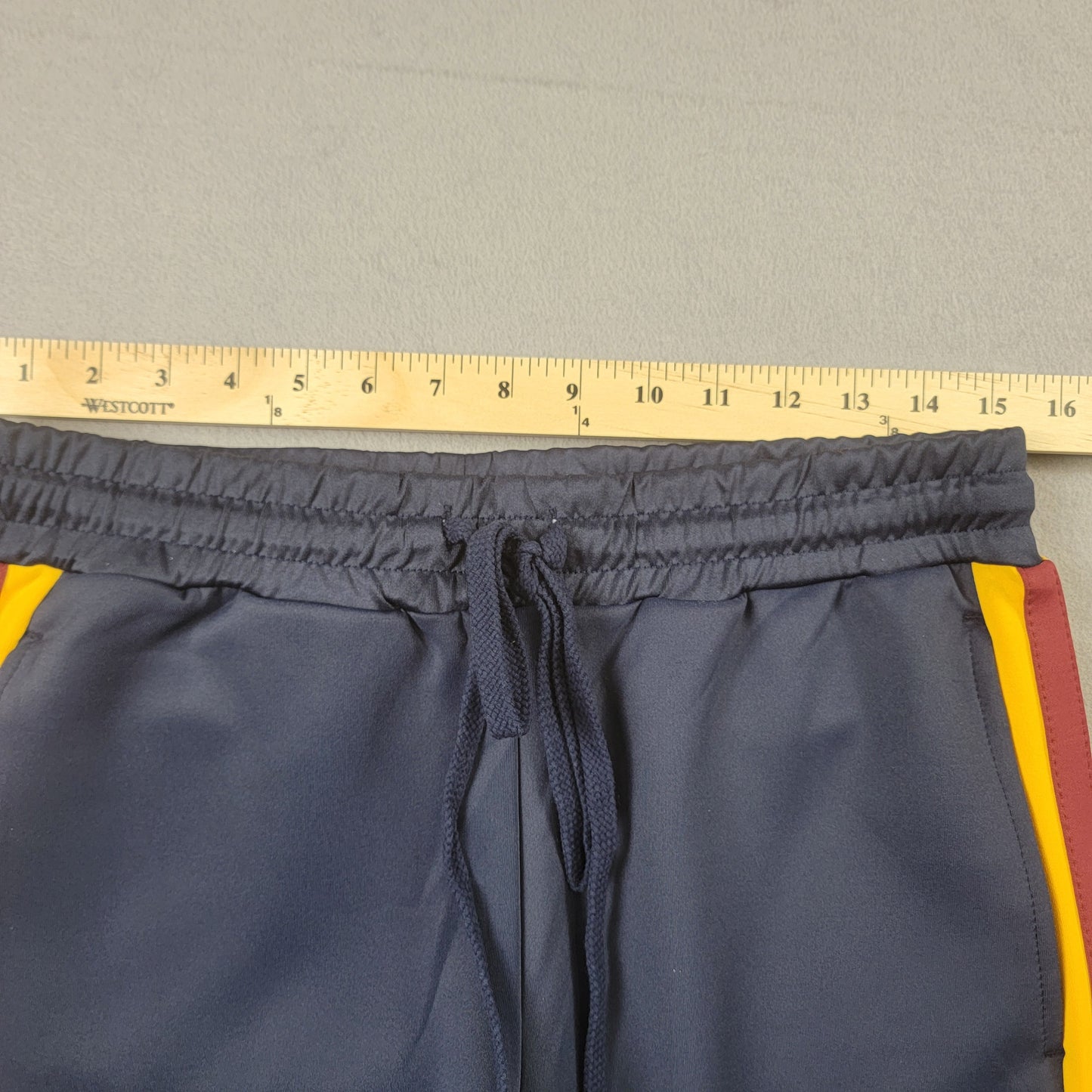 Royal Blue Mens Track Pants Medium Navy Burgundy Yellow Side Stripe NWT7
