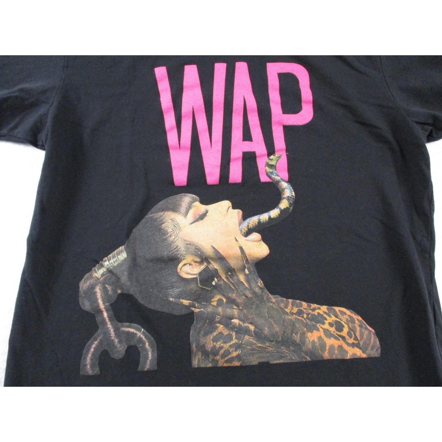 Cardi B Wap Shirt Mens Medium Black Snake Hip Hop Rap Music Graphic Tee Preowned