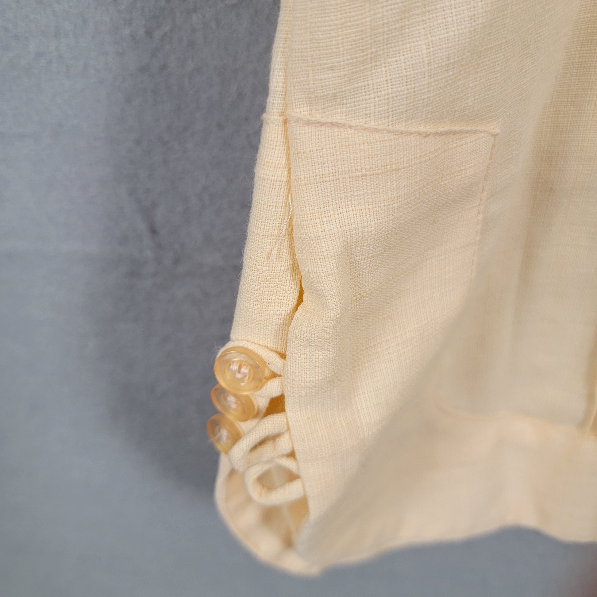 William's Guayaberas Finas Linen Shirt Cream Mens Size 44 Preowned Oaxaca5