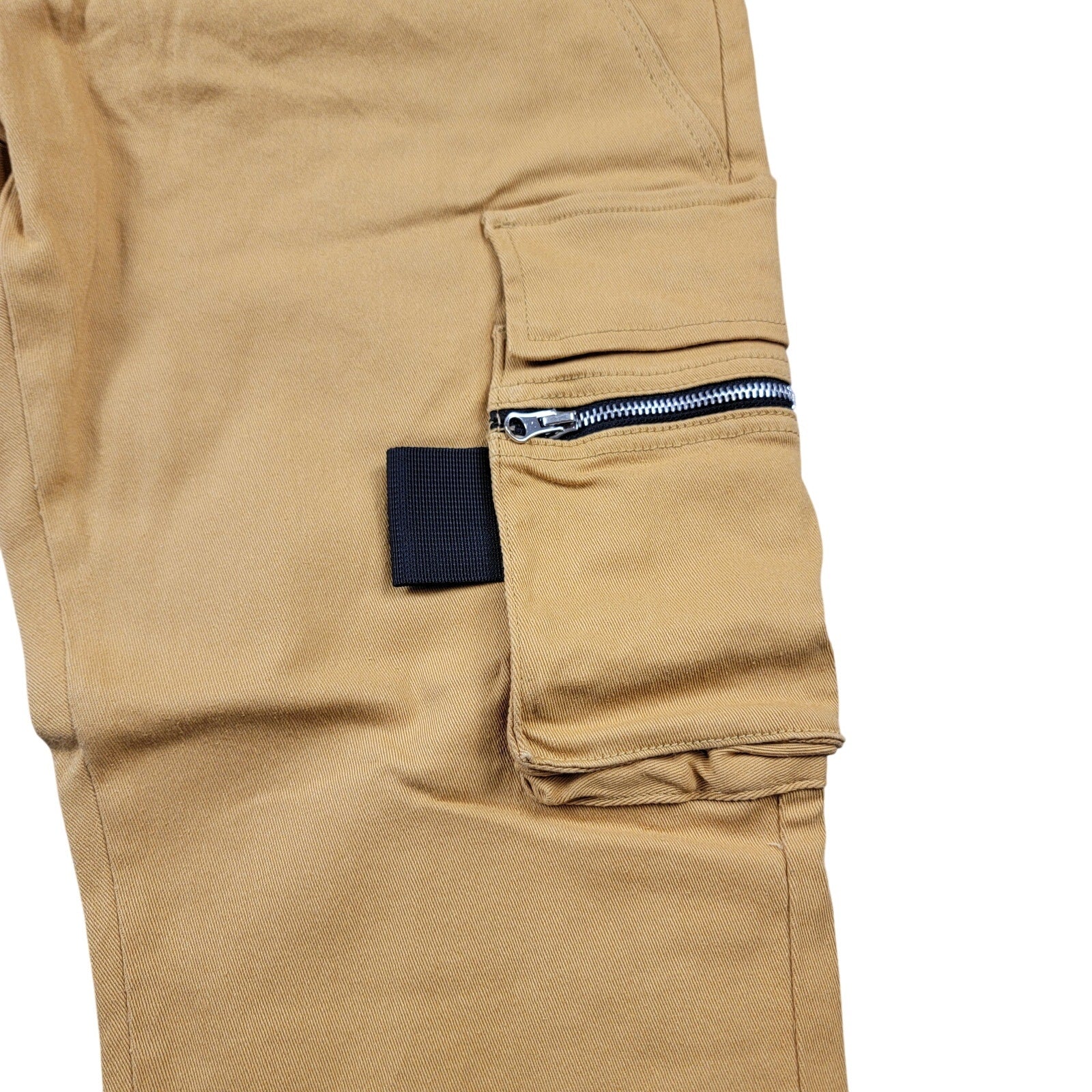 KDNK Mens Skinny Cargo Jogger Pants 3XL Mustard Zip Pockets Drawstring NWT2