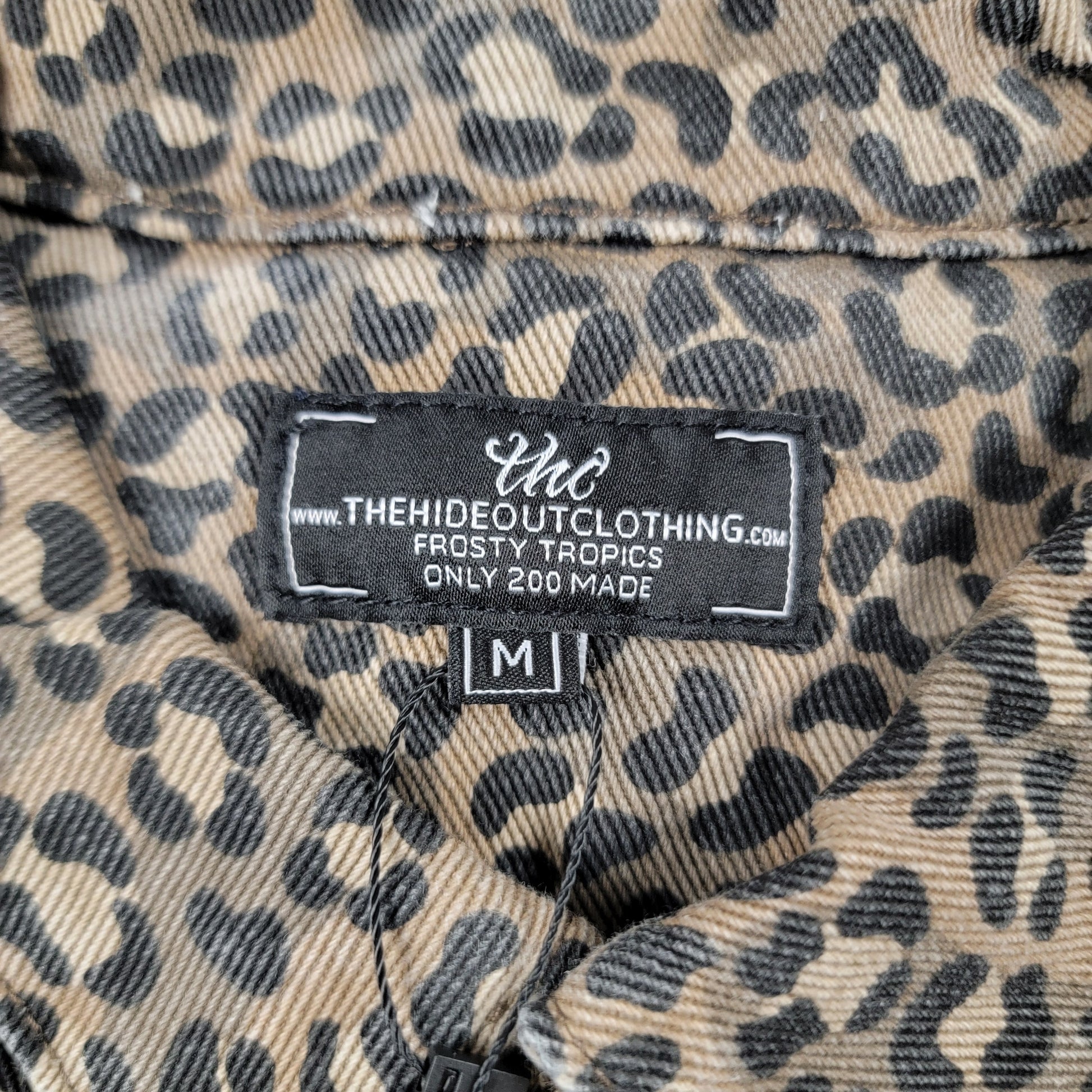 The Hideout Clothing Frosty Tropics Leopard Denim Jacket M NWT 200 Made 7832