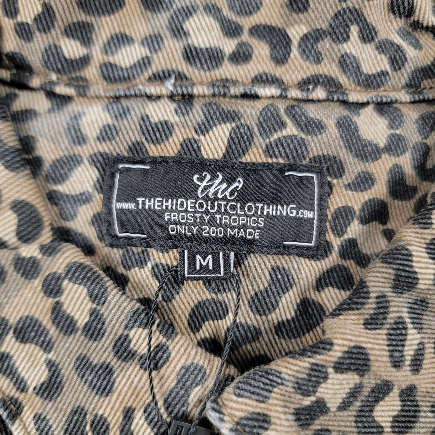 The Hideout Clothing Frosty Tropics Leopard Denim Jacket M NWT 200 Made 783