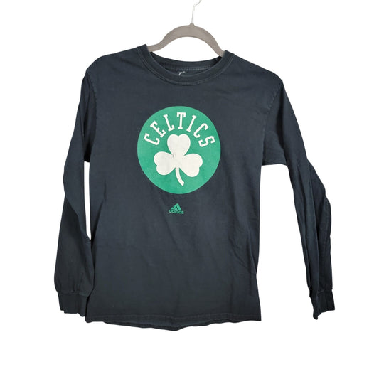 adidas Boston Celtics Long Sleeve Shirt Mens Small Navy Blue NBA Tee0