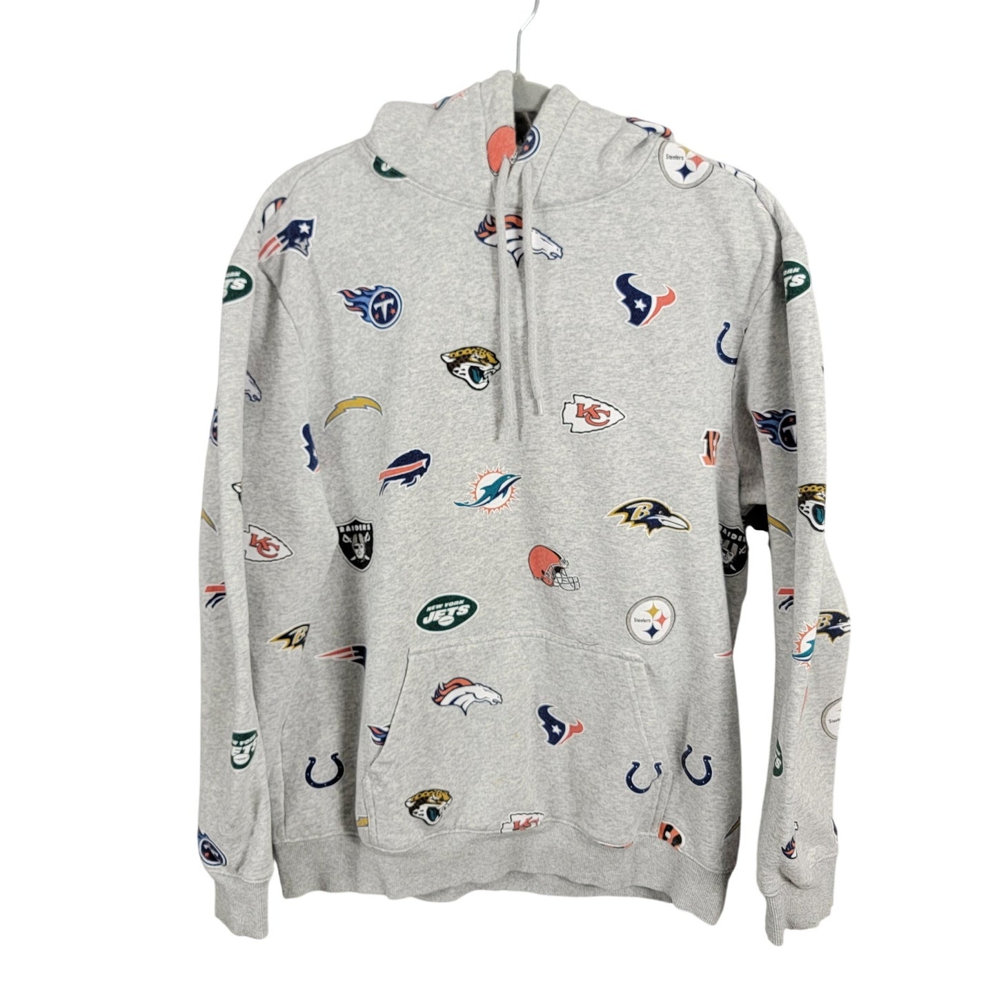 H&M x NFL All Over Print Pullover Hoodie All Teams Mens Large Gray Preowned 311