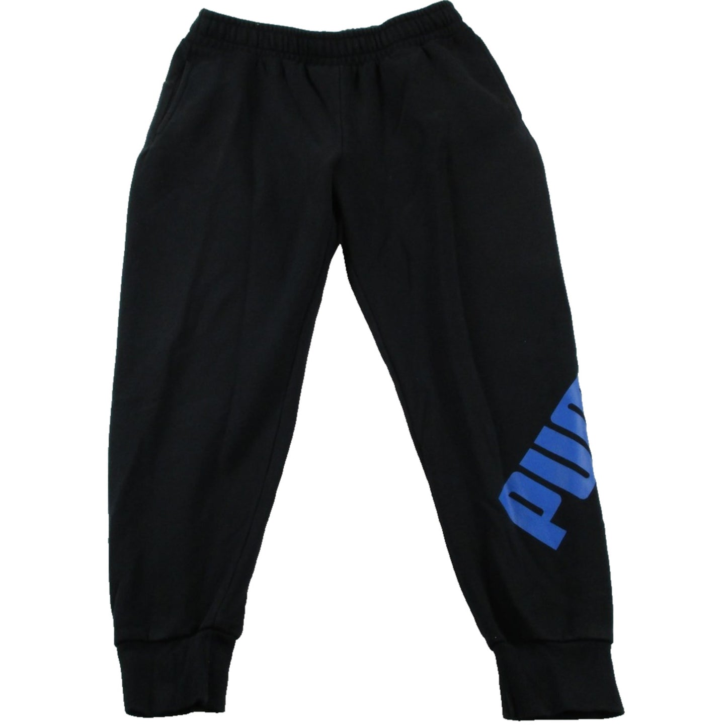 Puma Tracksuit Men Large Black Blue Logo Fleece Hoodie Jogger Sweatsuit Set 1690