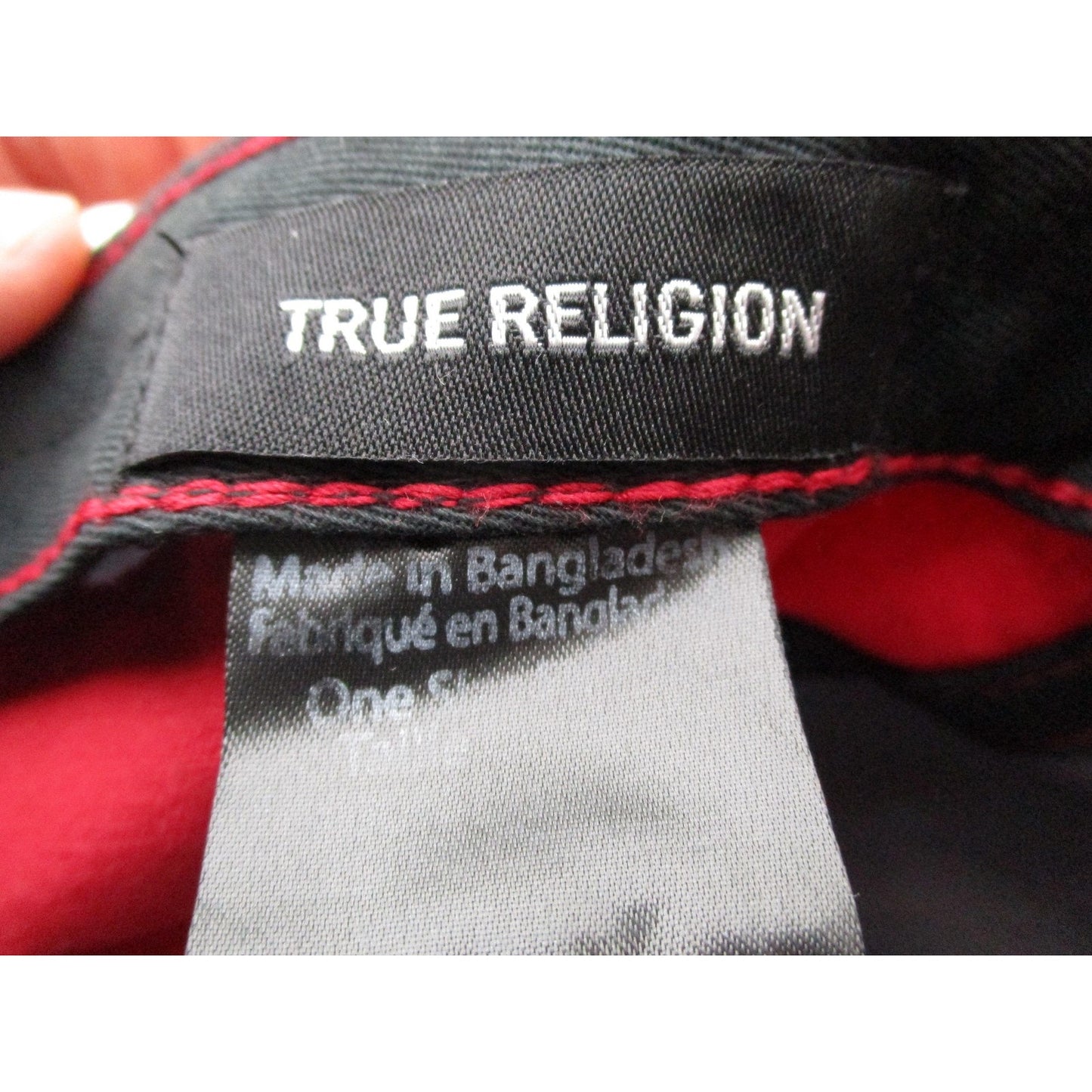 True Religion Hat Cap Strap Back Mens One Size Red Horseshoe Logo Baseball