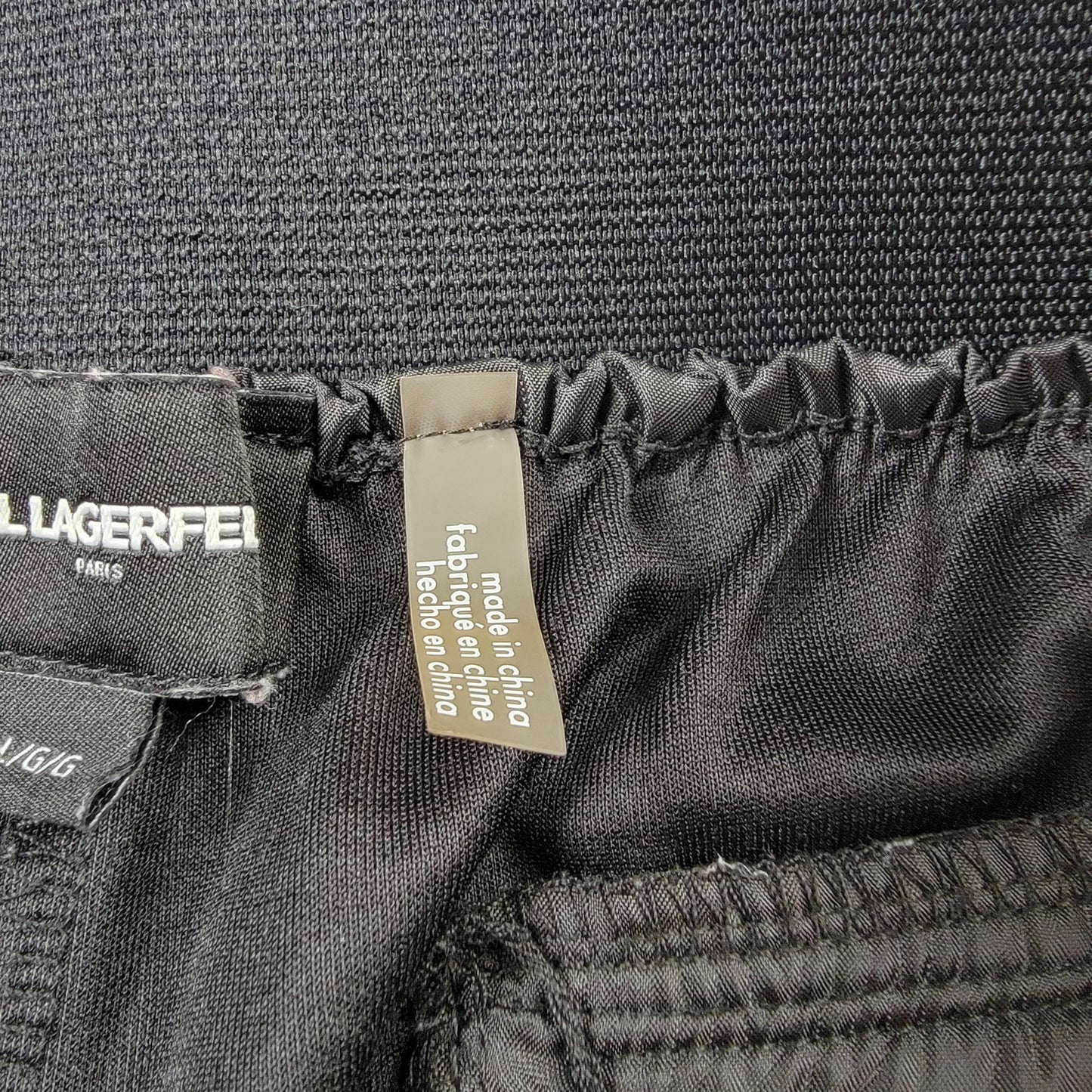 Karl Lagerfeld Paris Track Pants Men’s Large Black White Stripe Zipper Pockets4