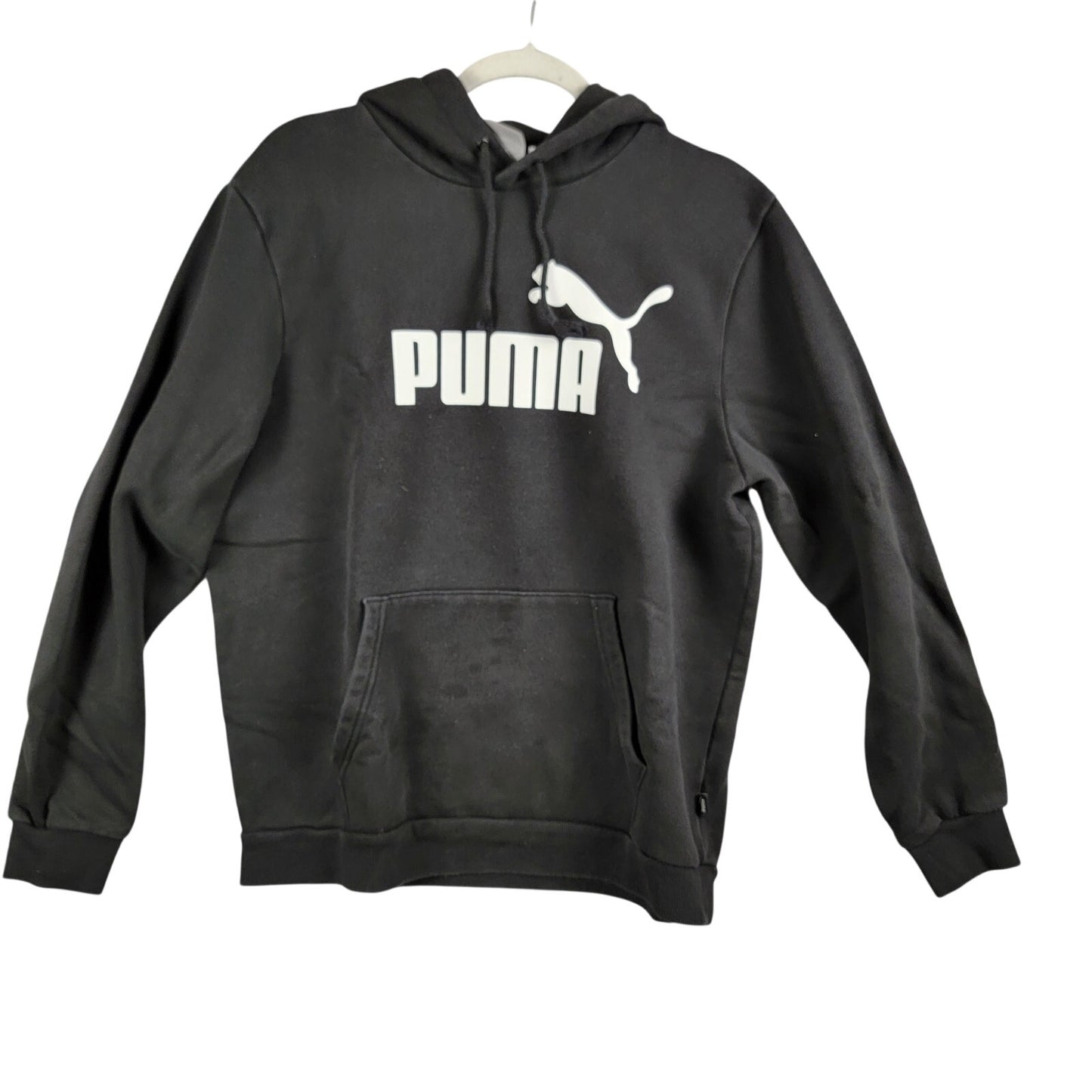 Puma Essentials Big Logo Hoodie Black Mens Large Pullover Used (43)