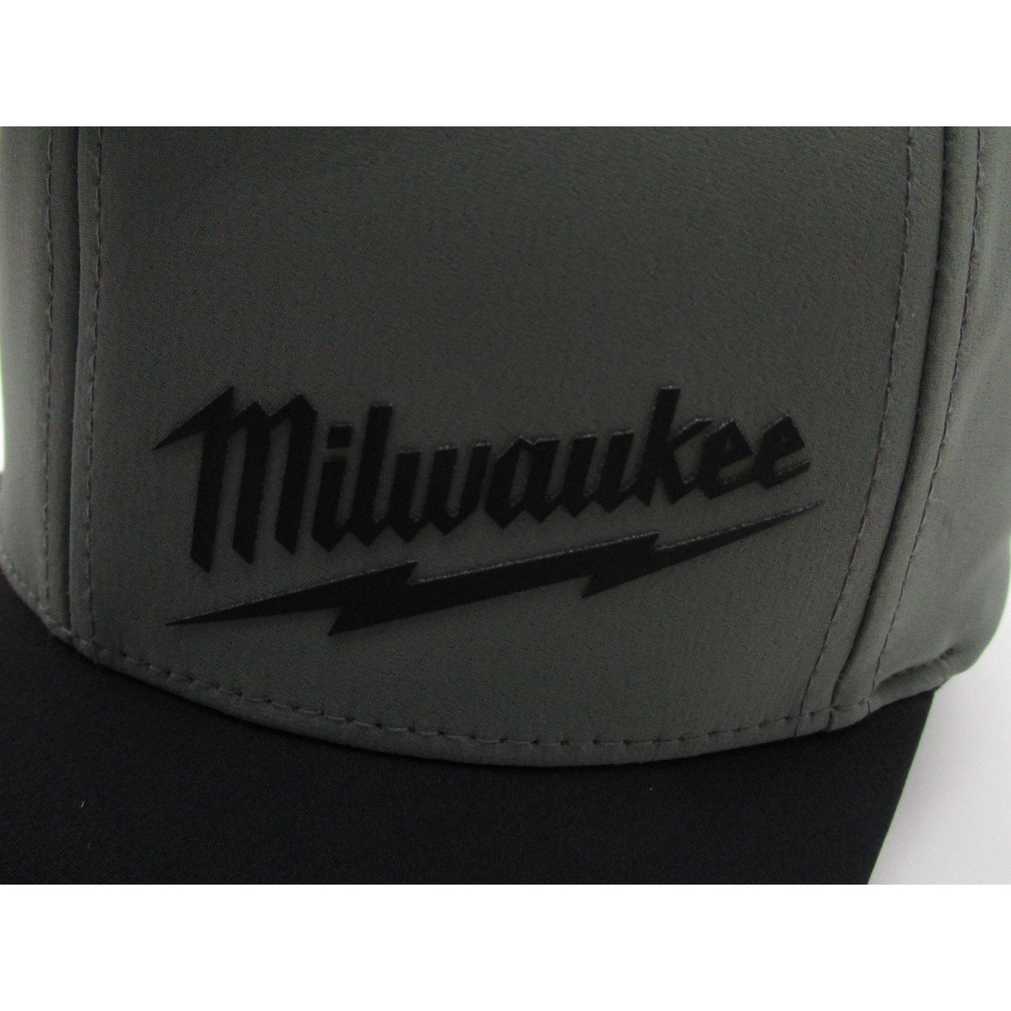 Milwaukee Hat Cap Baseball Fitted Mens Medium Gray Black Workskin Flexfit