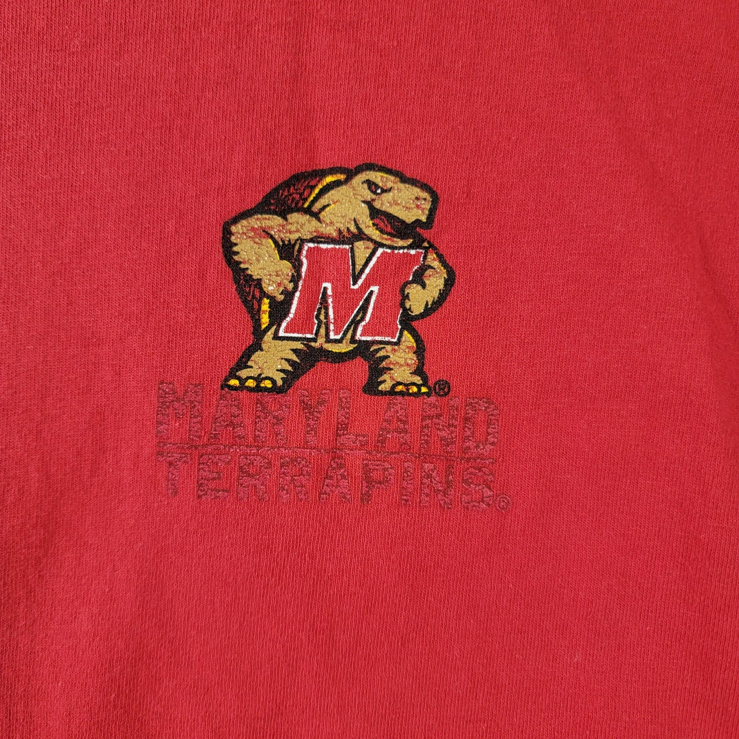 Hanes Maryland Terrapins Long Sleeve T-Shirt Mens Size L Red Turtle Logo