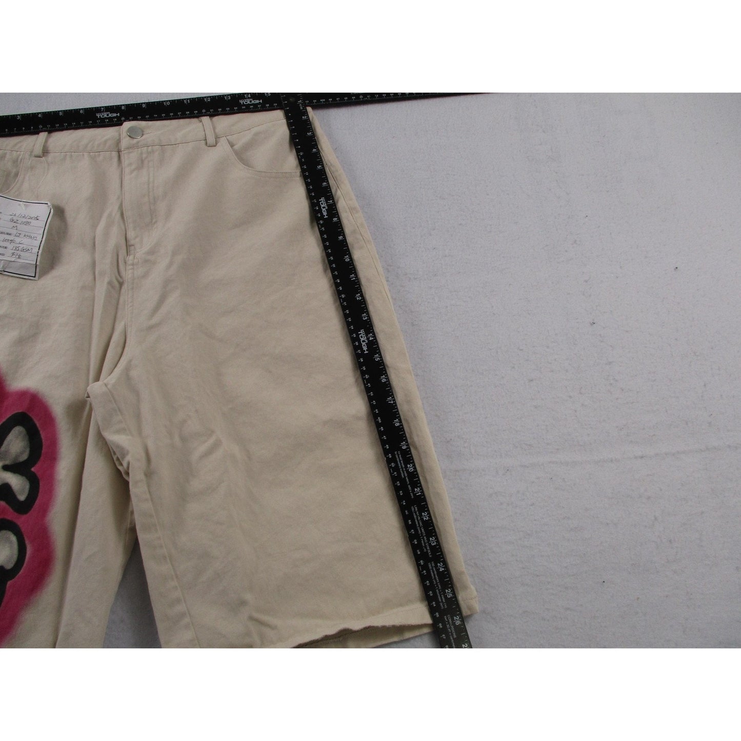 Hard Goods Sample Shorts Men Medium Beige Skull Crossbones Graffiti Chino Canvas NWT