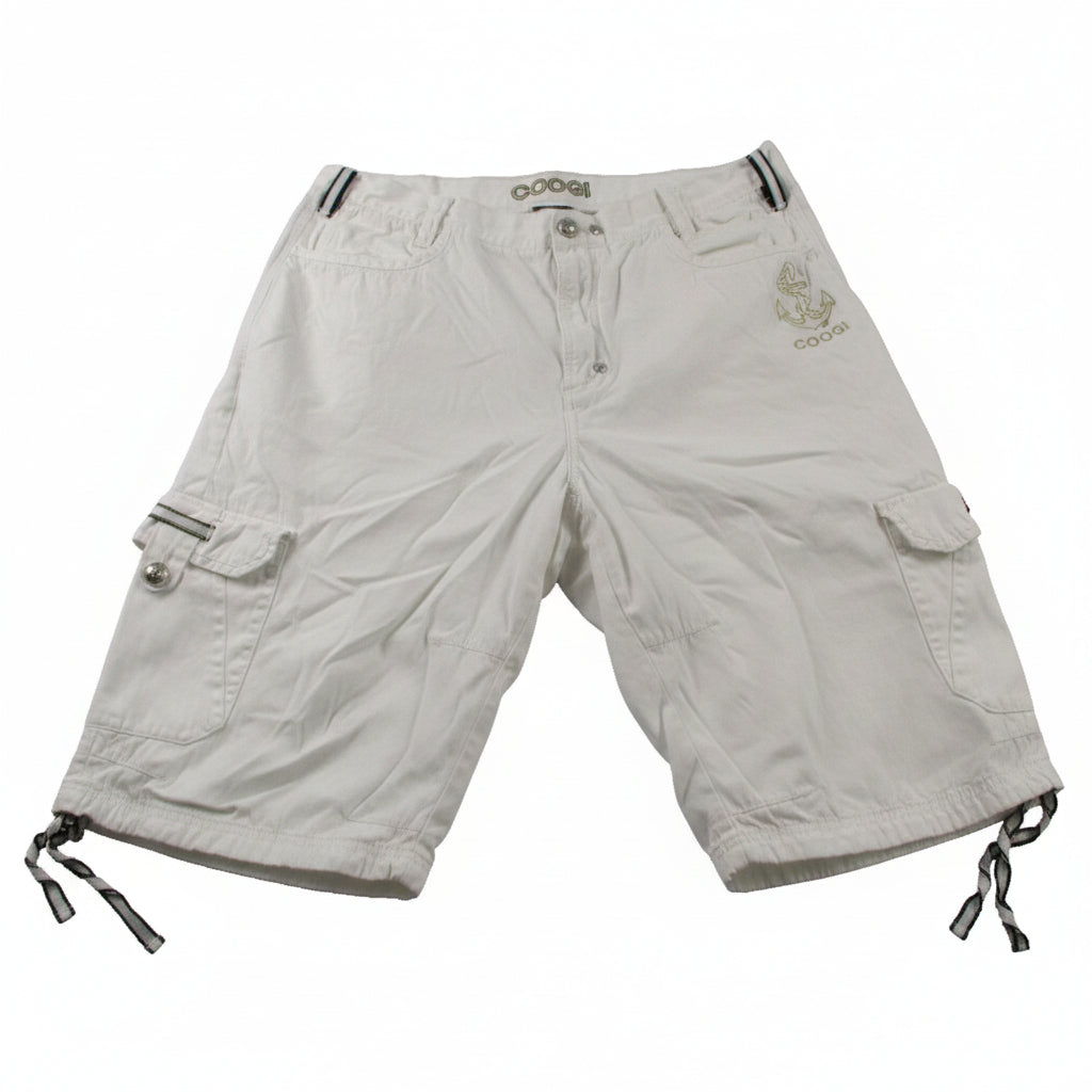 Coogi Shirt Cargo Shorts Mens 42 White Nautical Anchor Crest Graphic Set 1675