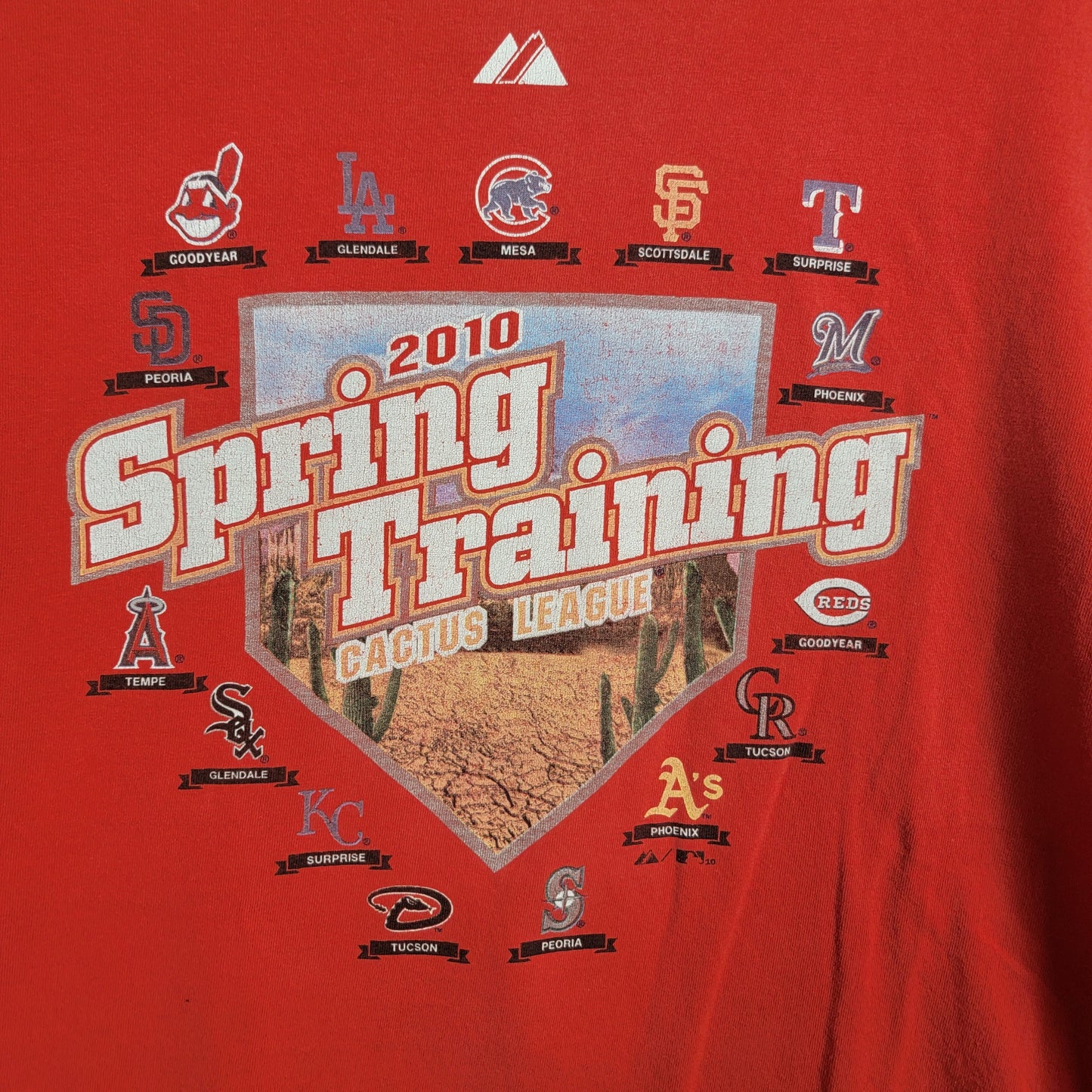 2010 Spring Training Cactus League MLB 15 Team Majestic Tee Red L2